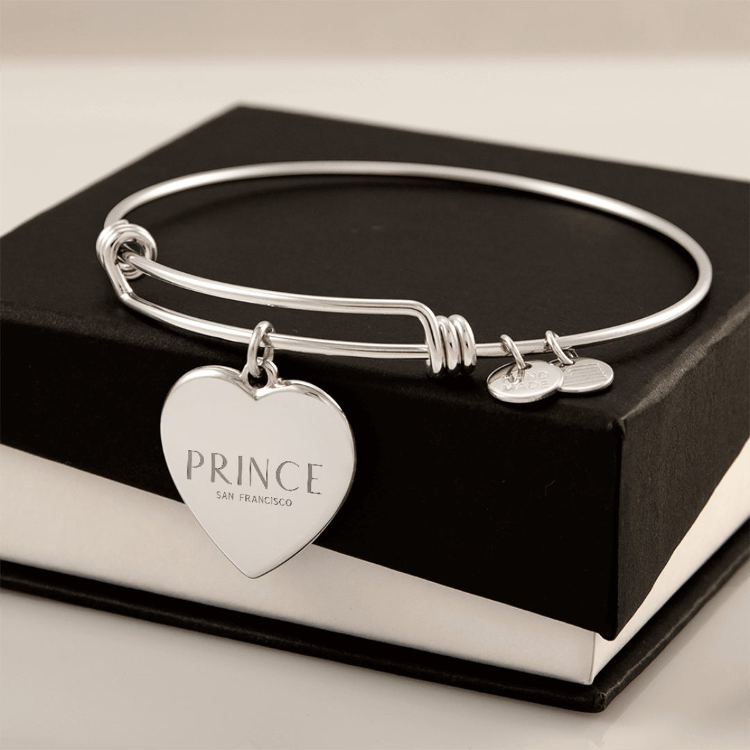 Bold Custom Engraved Heart Bangle Bracelet