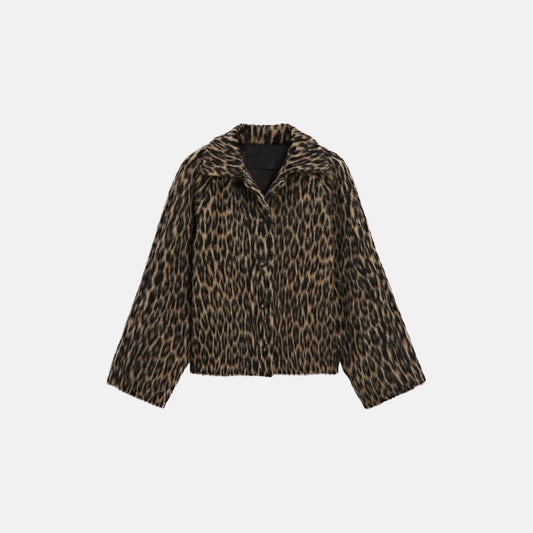 Collared Animal Print Coat