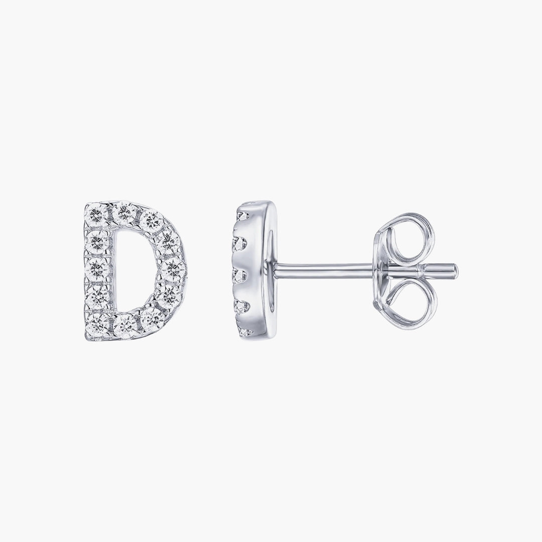 Initial Letter CZ Stud Earrings