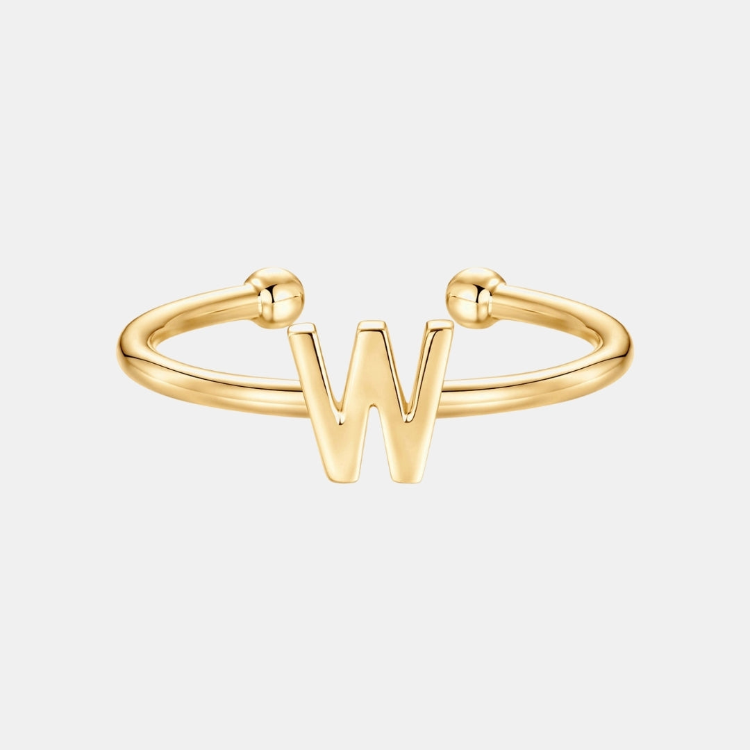 Slim Initial Letter Cuff Ring