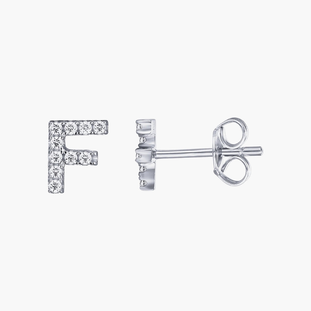 Initial Letter CZ Stud Earrings