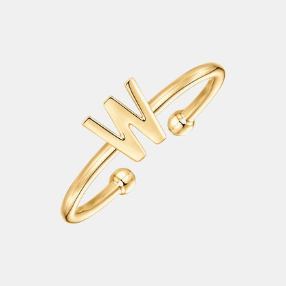 Slim Initial Letter Cuff Ring