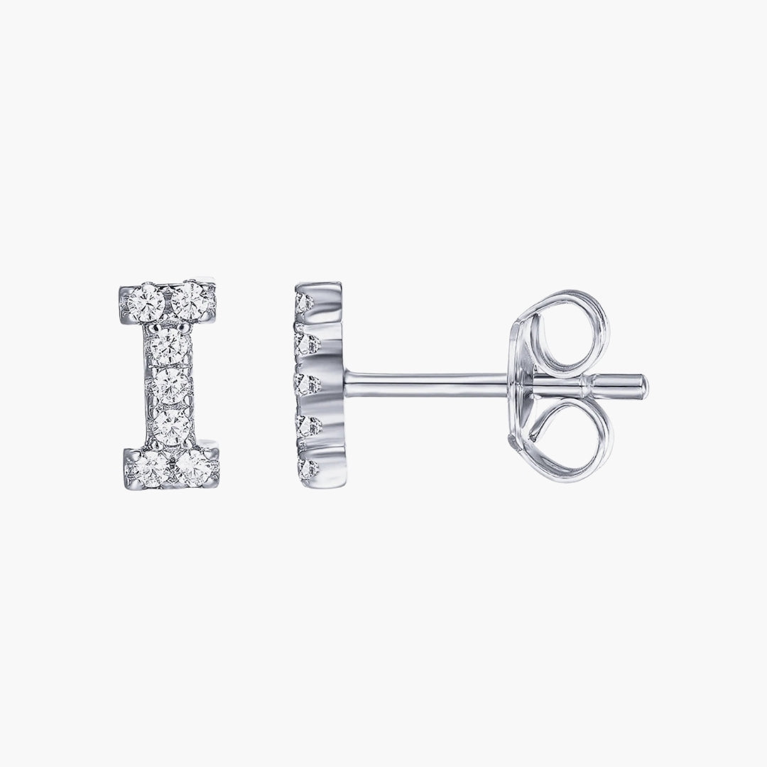 Initial Letter CZ Stud Earrings