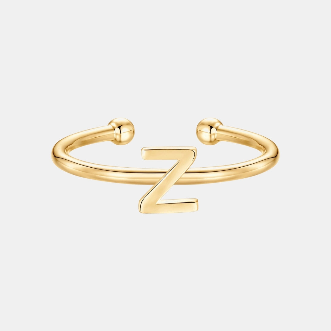 Slim Initial Letter Cuff Ring