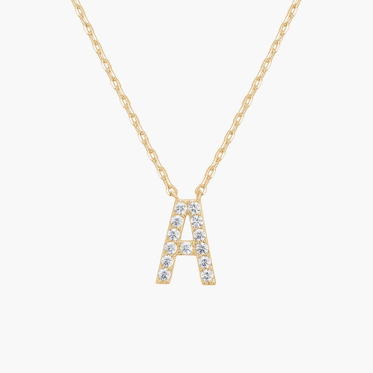 Initial Letter CZ Pendant Necklace