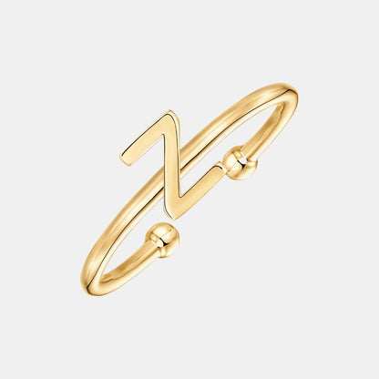 Slim Initial Letter Cuff Ring