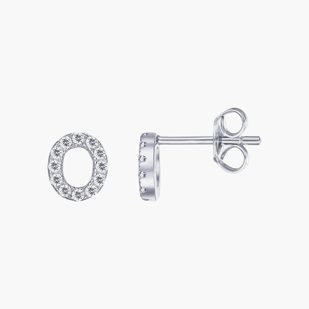 Initial Letter CZ Stud Earrings