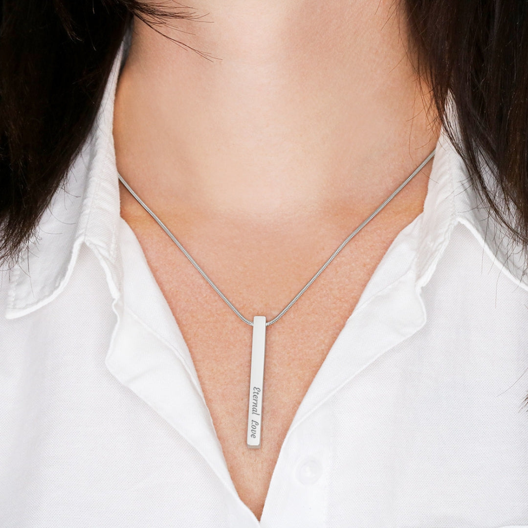 Classic Engravable Vertical Bar Pendant Necklace