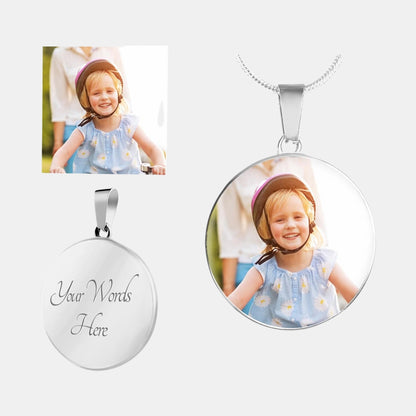 Custom Photo Engraved Circle Pendant Necklace