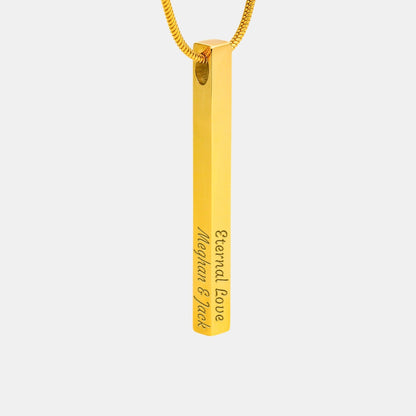 Classic Engravable Vertical Bar Pendant Necklace