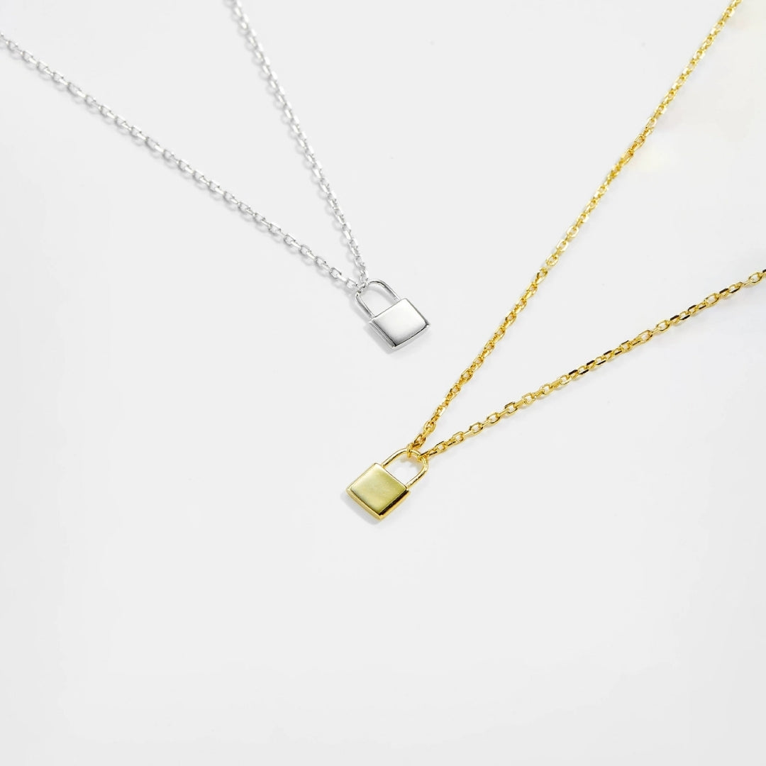 Slim Lock Pendant Necklace