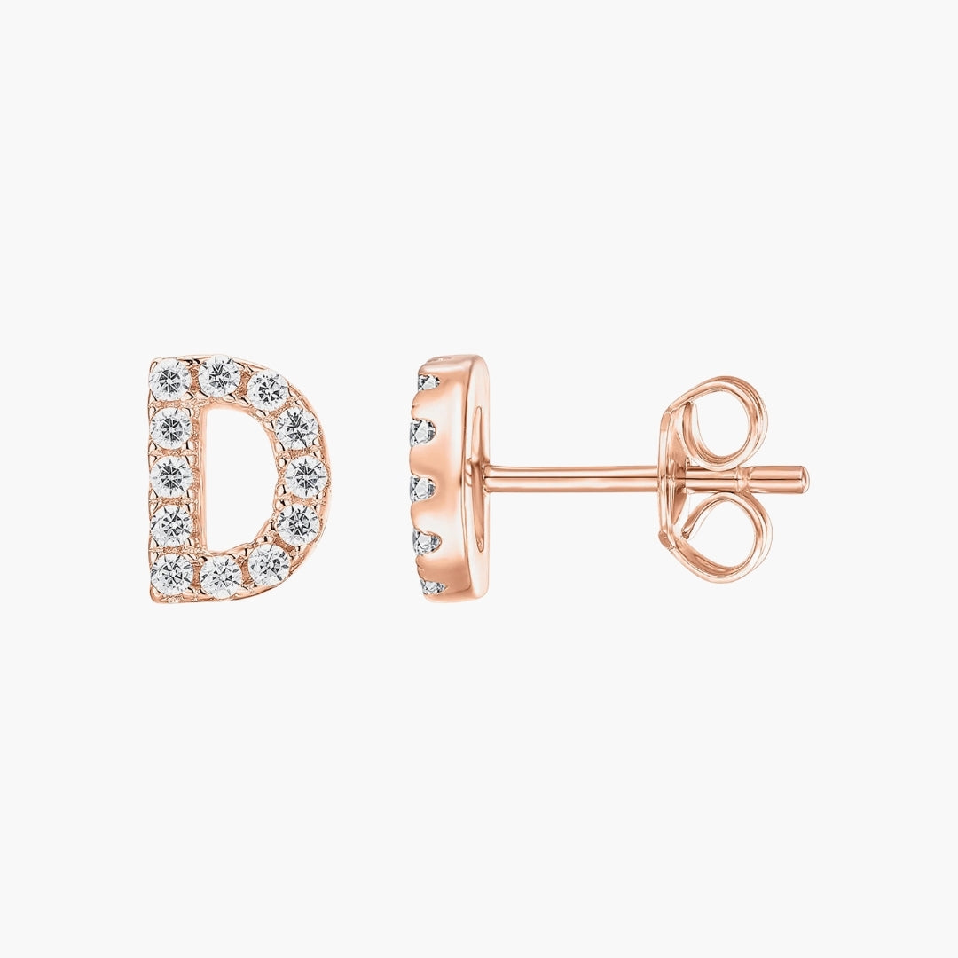 Initial Letter CZ Stud Earrings