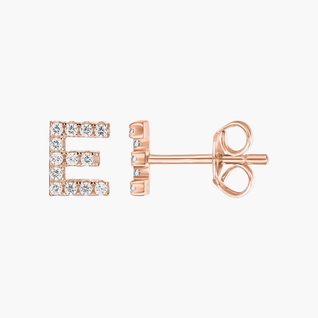 Initial Letter CZ Stud Earrings