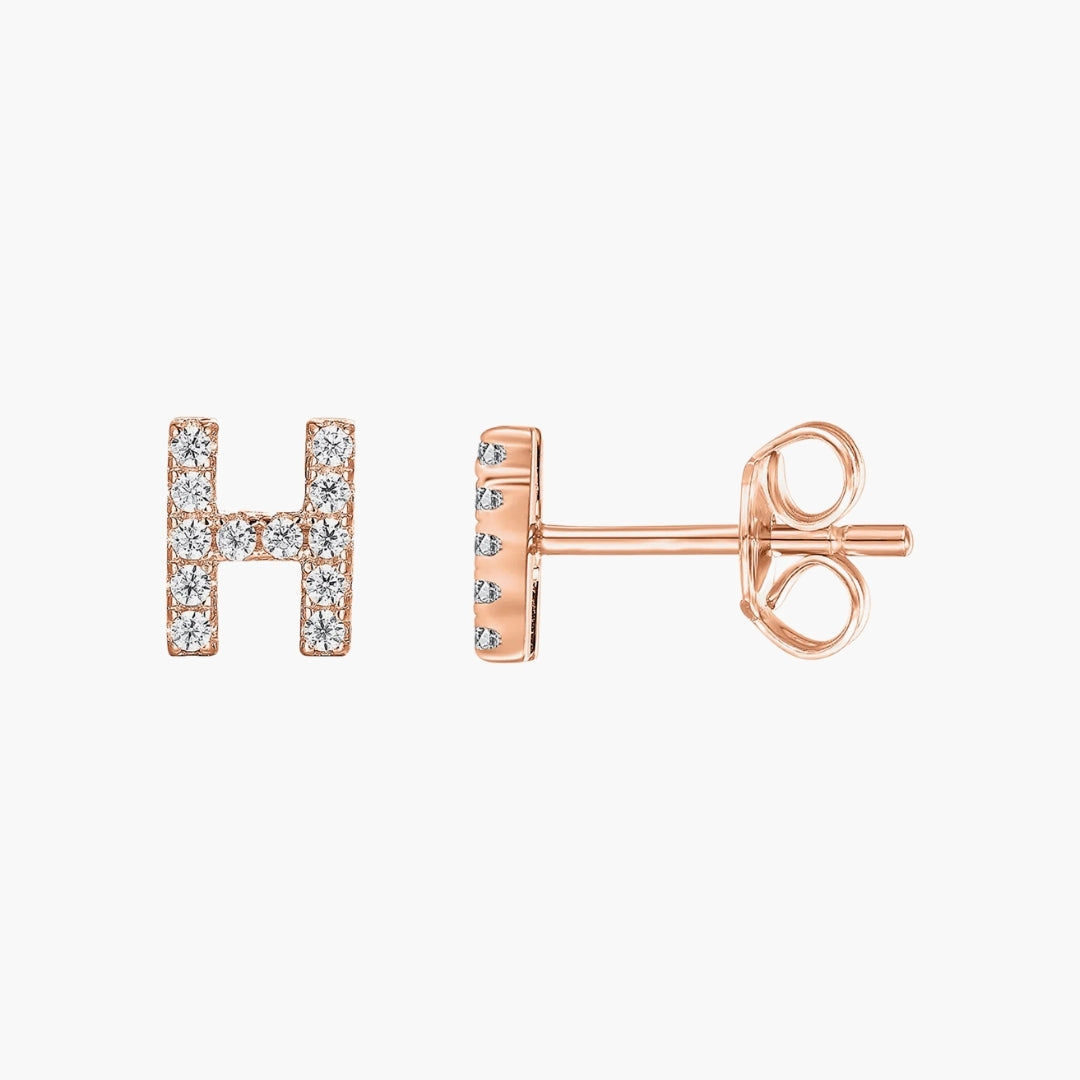 Initial Letter CZ Stud Earrings