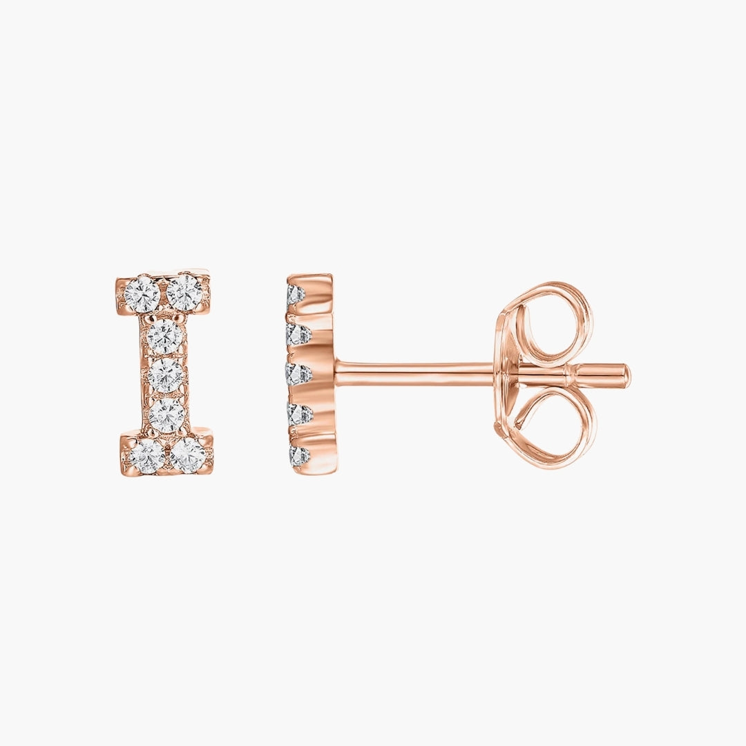 Initial Letter CZ Stud Earrings