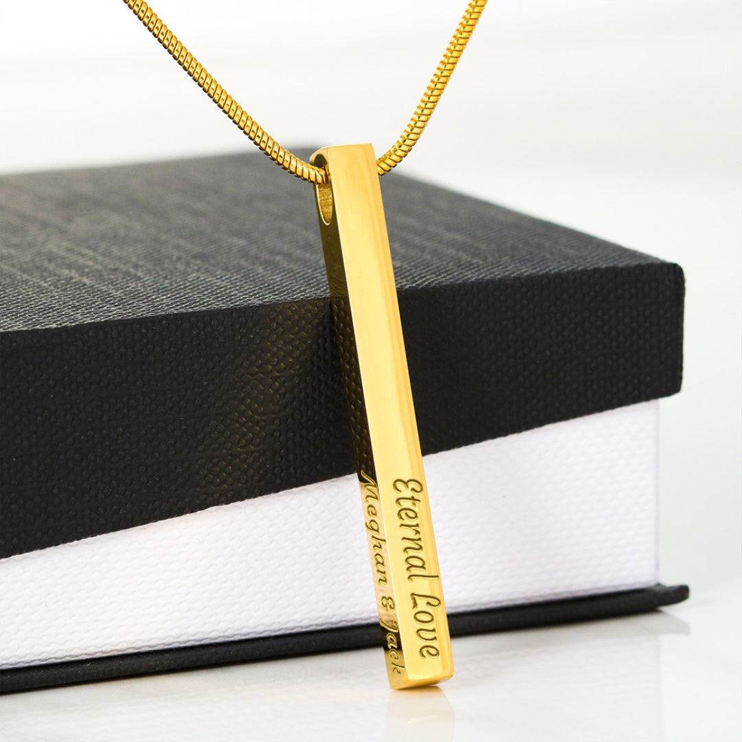 Classic Engravable Vertical Bar Pendant Necklace