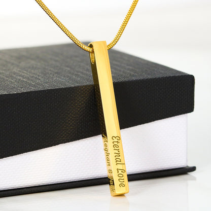 Classic Engravable Vertical Bar Pendant Necklace