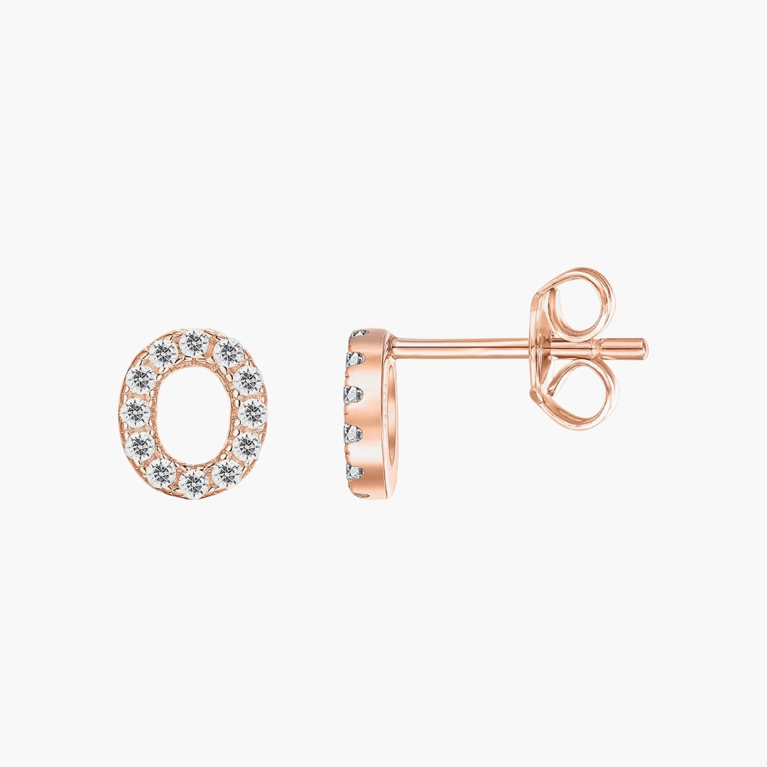 Initial Letter CZ Stud Earrings