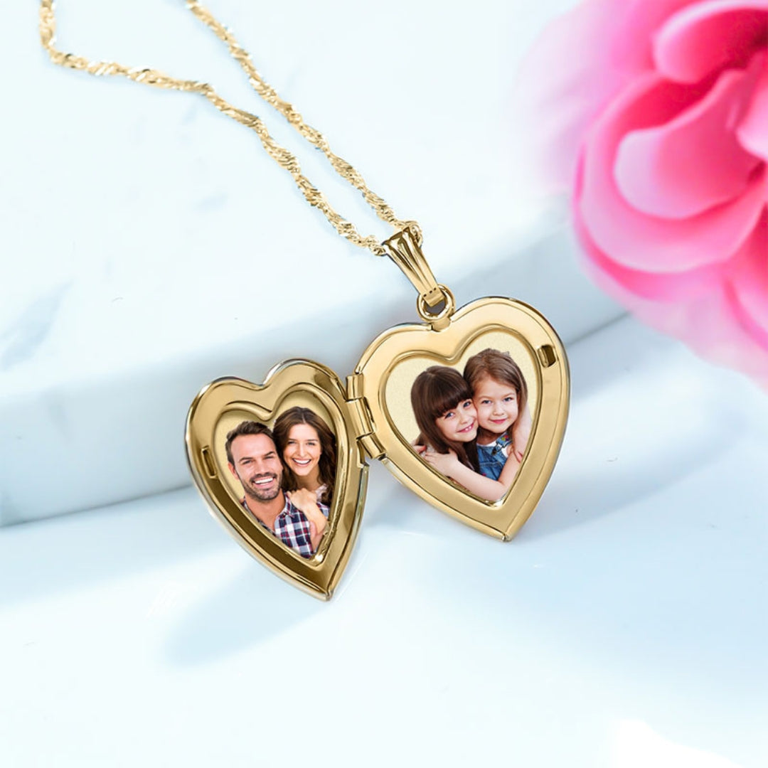 Classic Heart Photo Locket Pendant Necklace