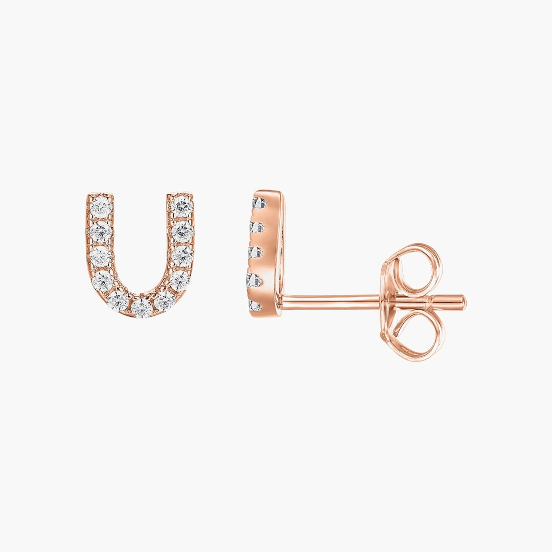 Initial Letter CZ Stud Earrings
