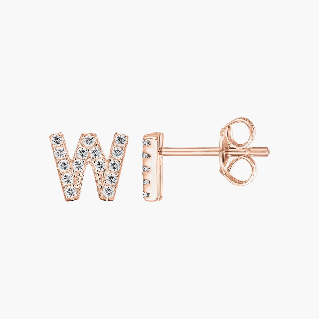 Initial Letter CZ Stud Earrings