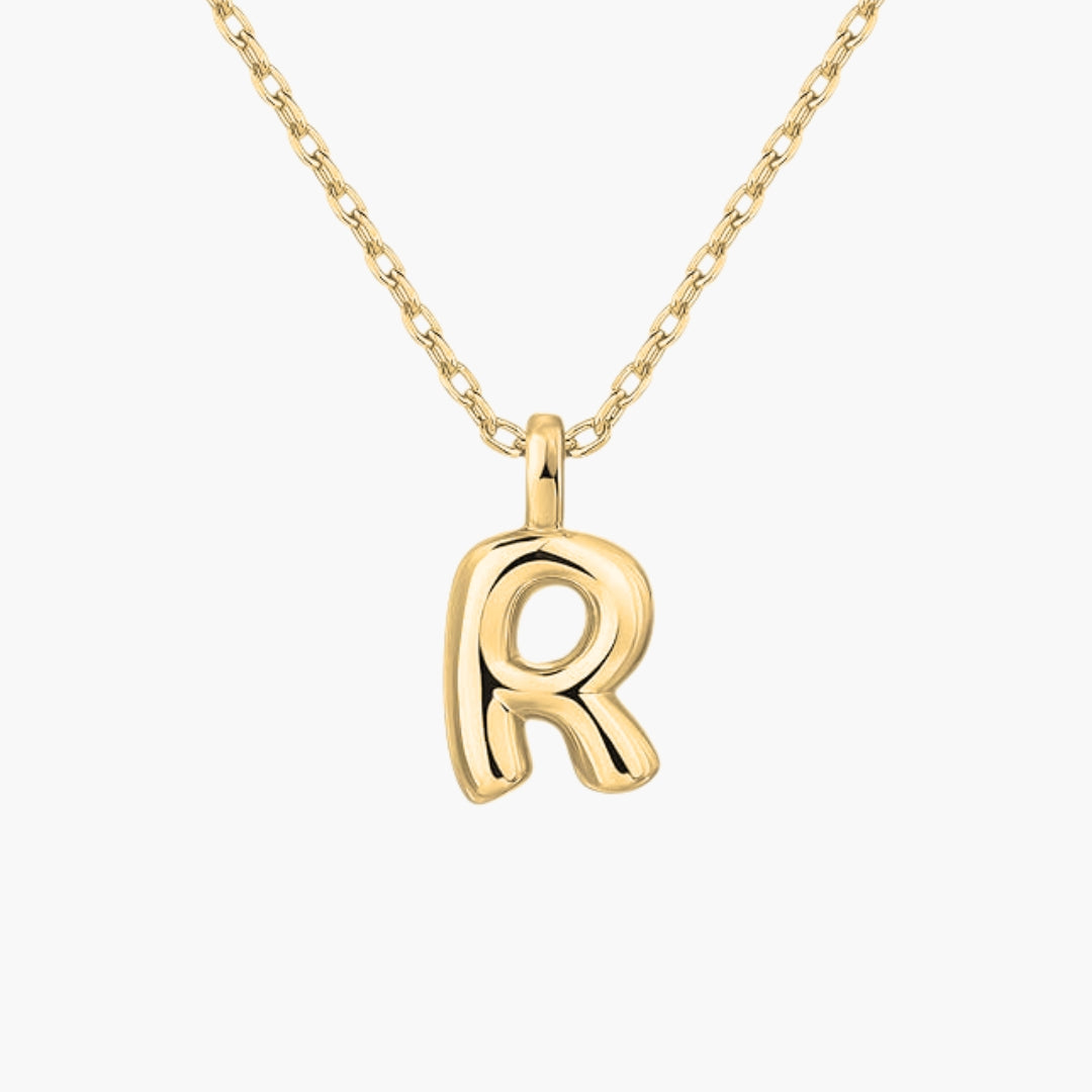 Initial Bubble Letter Pendant Necklace