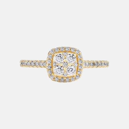 Moissanite Cushion Halo Ring