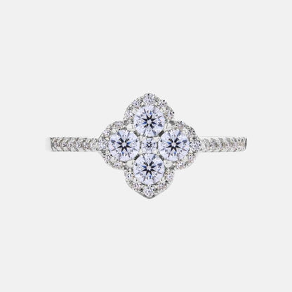Moissanite Cushion Clover Ring