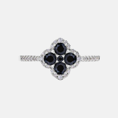 Moissanite Cushion Clover Ring