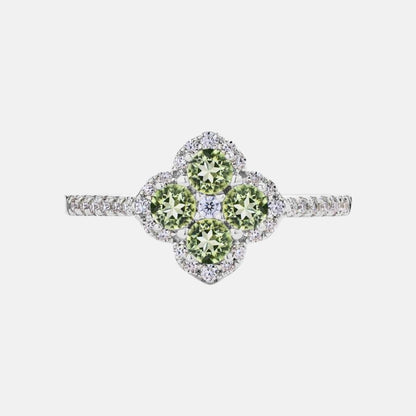 Moissanite Cushion Clover Ring