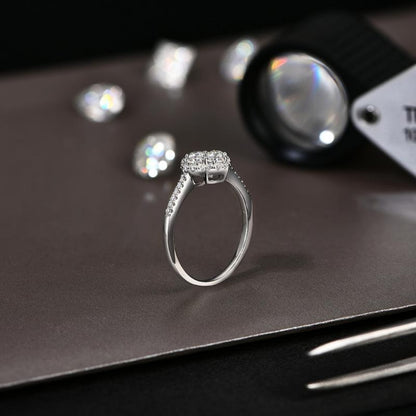 Moissanite Cushion Clover Ring