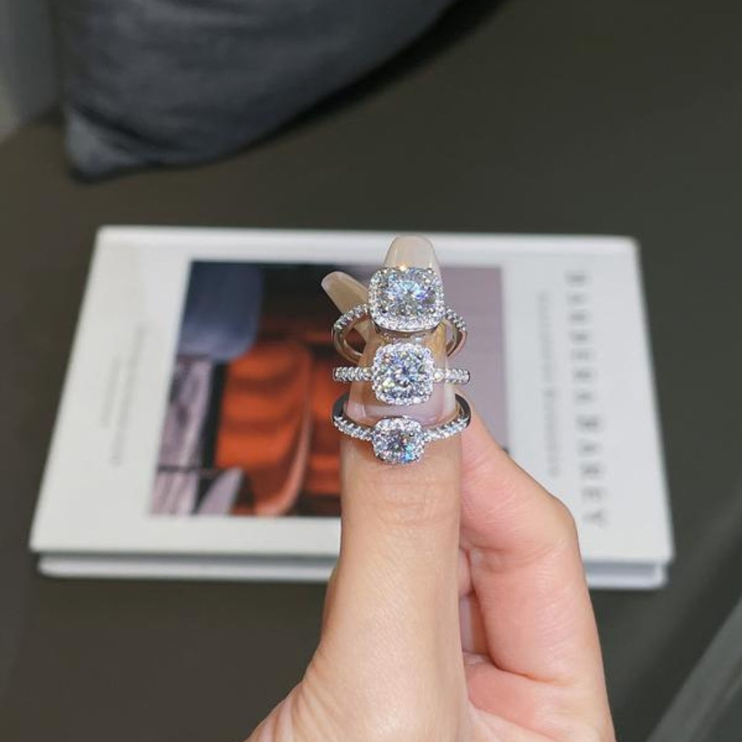 Round Moissanite Cushion Ring