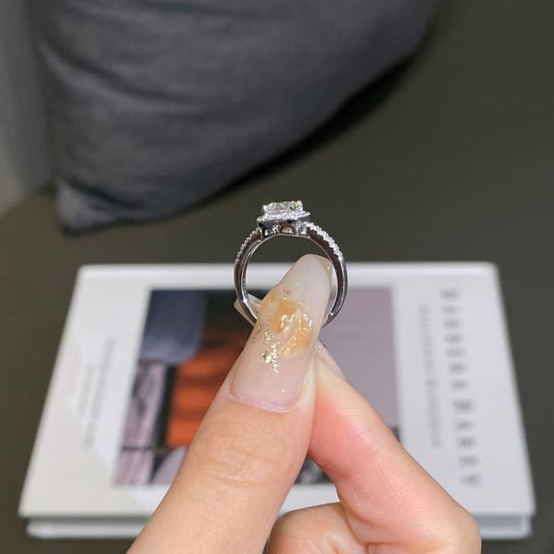 Round Moissanite Cushion Ring