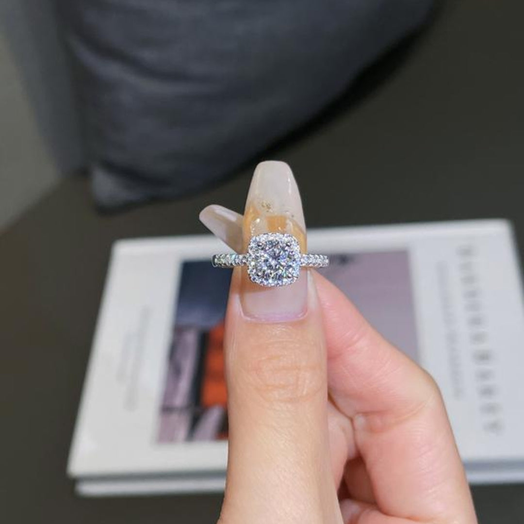 Round Moissanite Cushion Ring