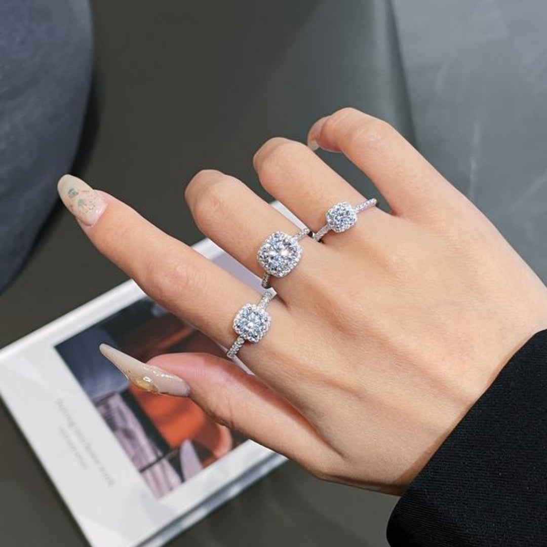 Round Moissanite Cushion Ring