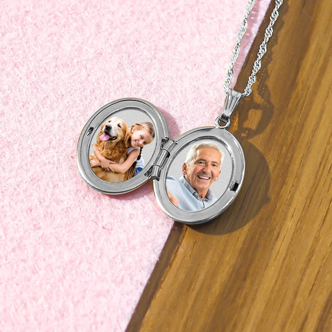 Slim Oval Photo Locket Pendant Necklace